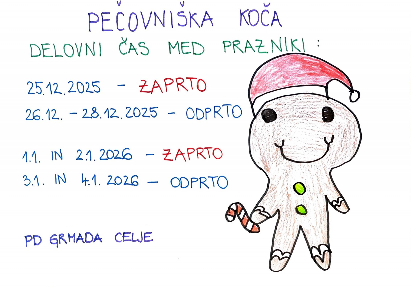 Delovni cas Pečovniške koče med prazniki